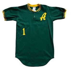 Red Fox Athletic Wear Vintage Oakland Athletics Green Yellow Jersey Size Large
